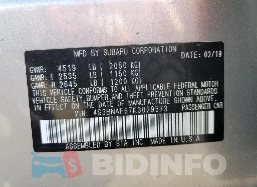 4S3BNAF67K3029573 Photo# 12