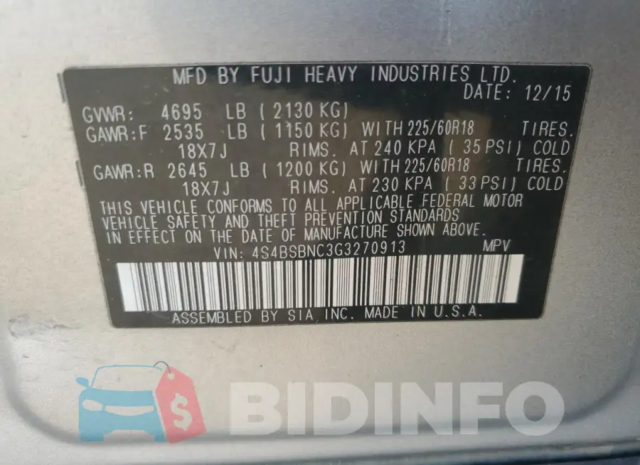 4S4BSBNC3G3270913 Photo# 12