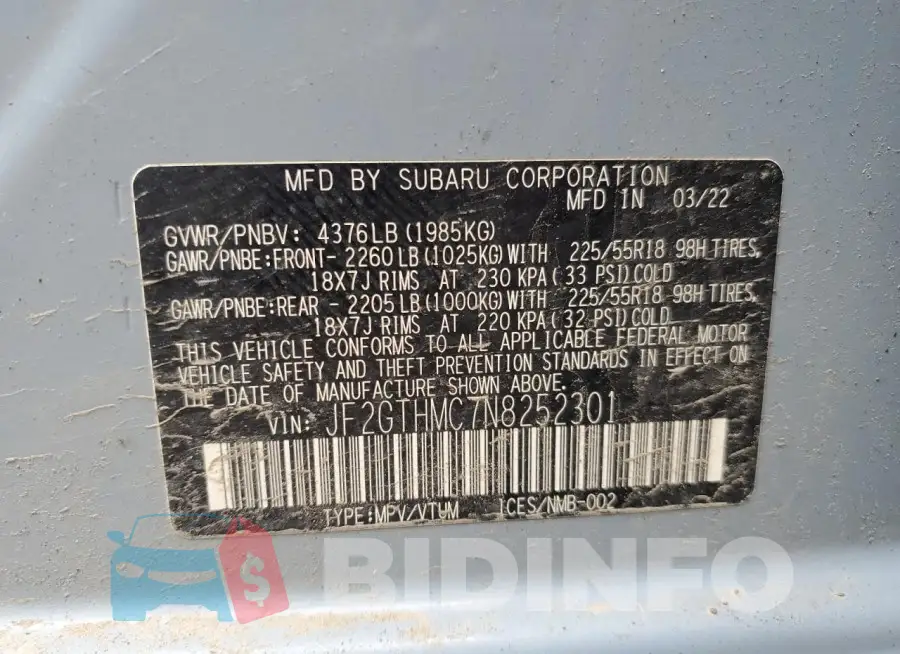 JF2GTHMC7N8252301 Photo# 14