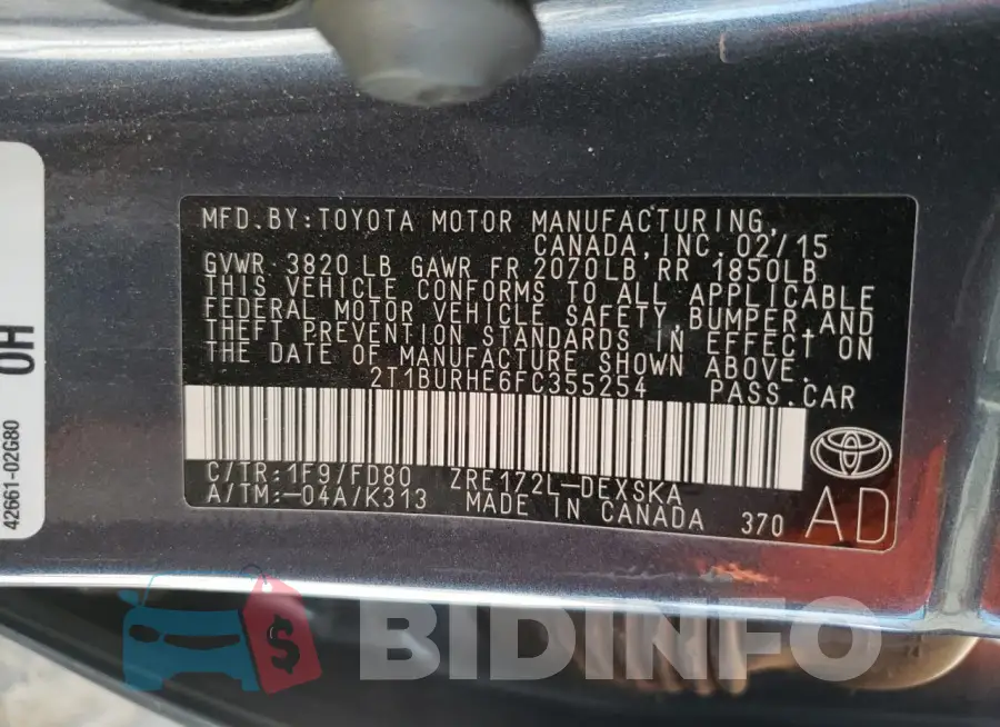 2T1BURHE6FC355254 Photo# 13