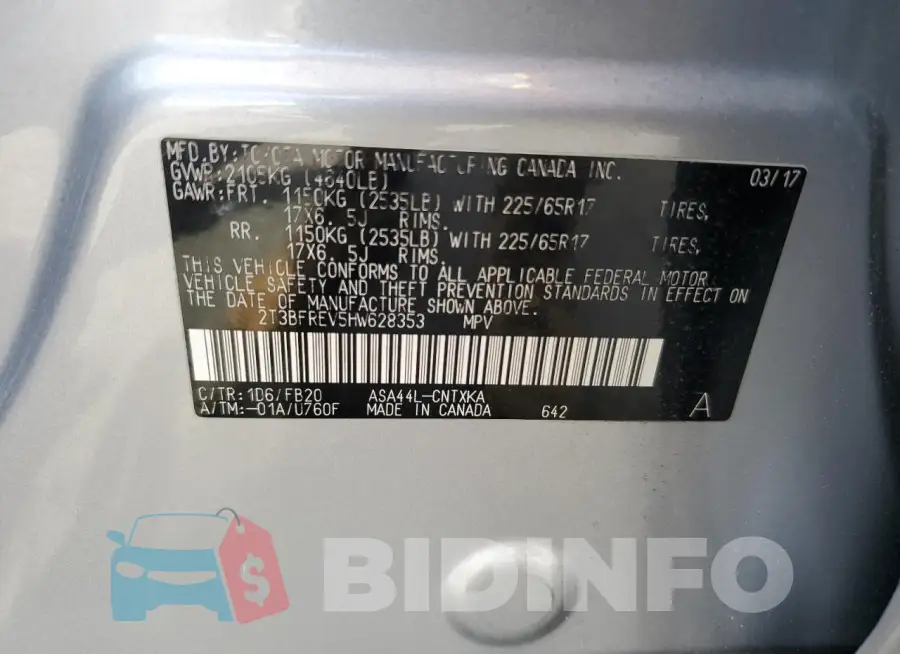2T3BFREV5HW628353 Photo# 14