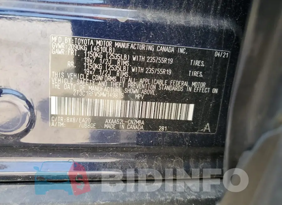 2T3C1RFV5MW149815 Photo# 14