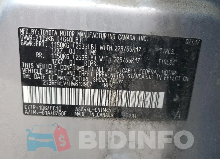 2T3RFREV4HW613907 Photo# 13