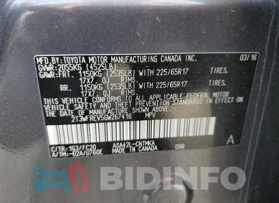 2T3WFREV5GW267416 Photo# 14