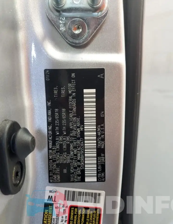 5TDKDRBH1RS538477 Photo# 14