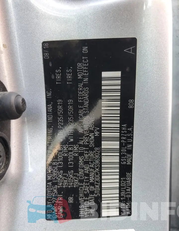 5TDXZ3DC7KS969028 Photo# 14