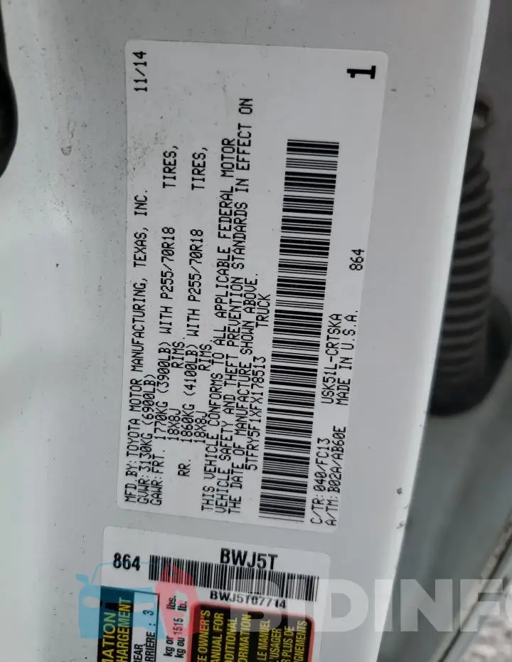 5TFRY5F1XFX178513 Photo# 12