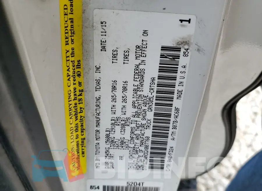 5TFSZ5AN3GX007760 Photo# 12