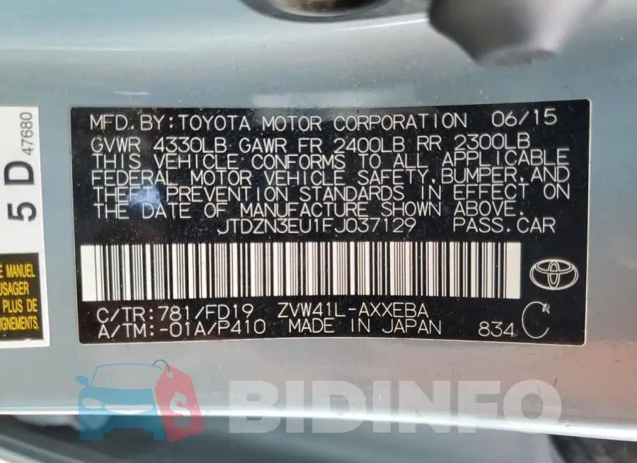 JTDZN3EU1FJ037129 Photo# 12
