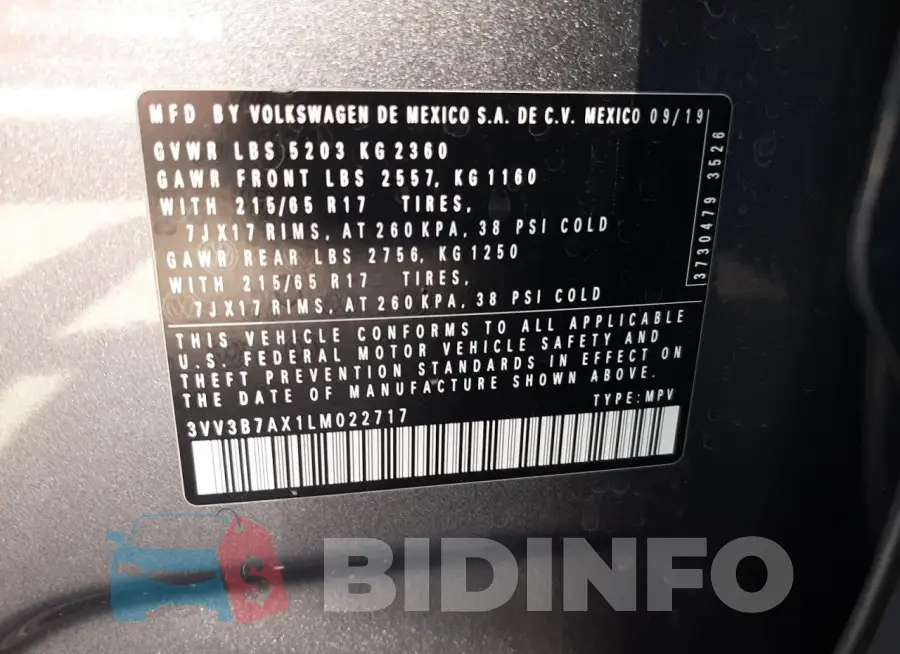 3VV3B7AX1LM022717 Photo# 13