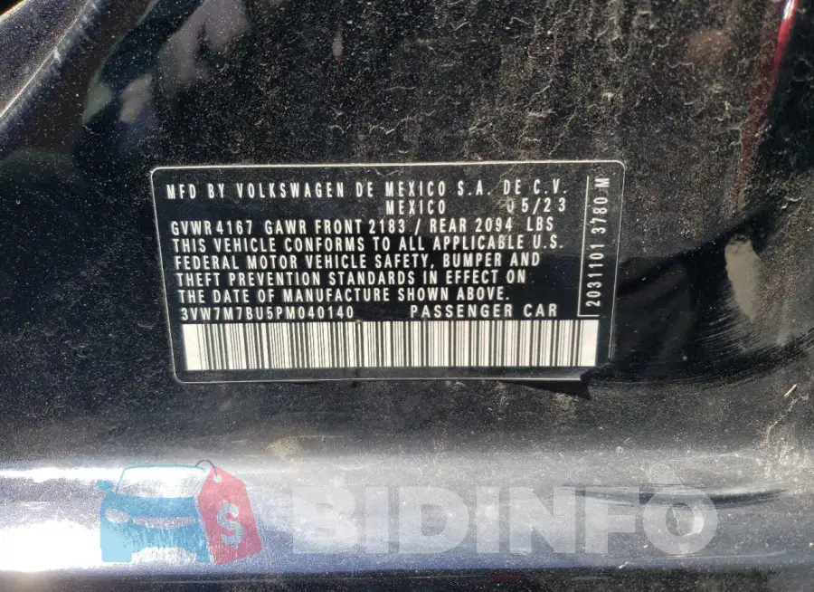 3VW7M7BU5PM040140 Photo# 12