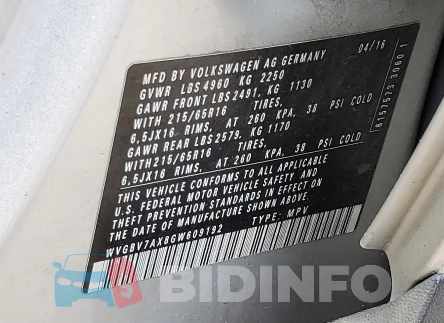 WVGBV7AX8GW609192 Photo# 12