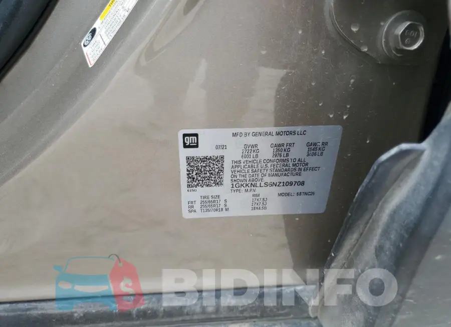 1GKKNLLS6NZ109708 Photo# 14