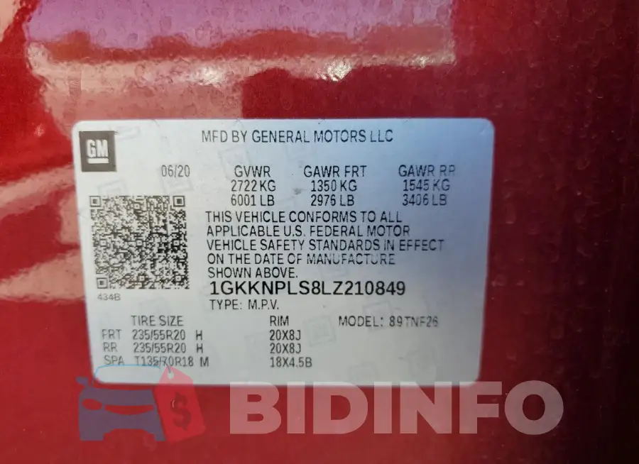 1GKKNPLS8LZ210849 Photo# 13
