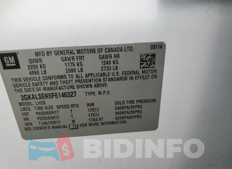 2GKALSEK6F6146327 Photo# 14