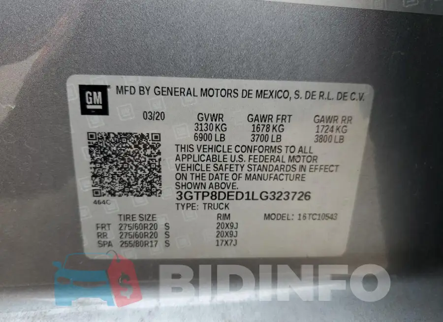 3GTP8DED1LG323726 Photo# 13
