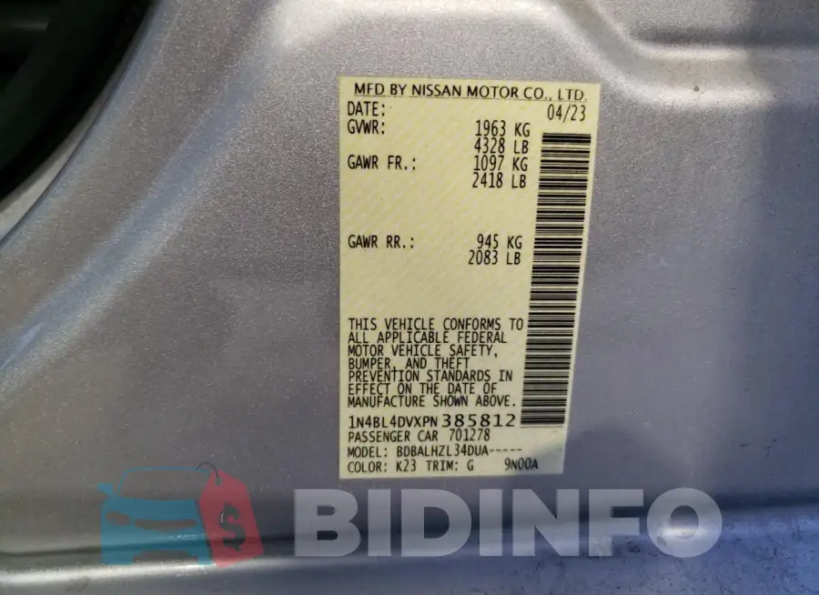 1N4BL4DVXPN385812 Photo# 12