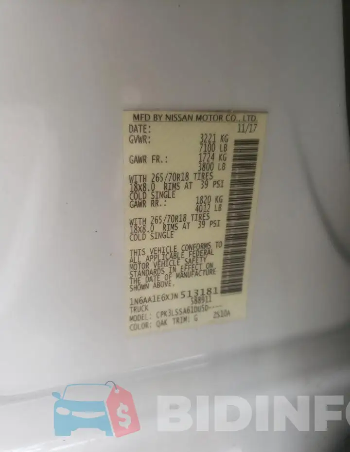 1N6AA1E6XJN513181 Photo# 12
