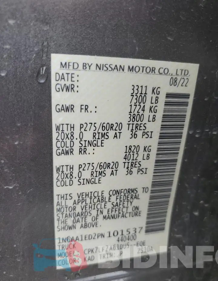 1N6AA1ED2PN101537 Photo# 12