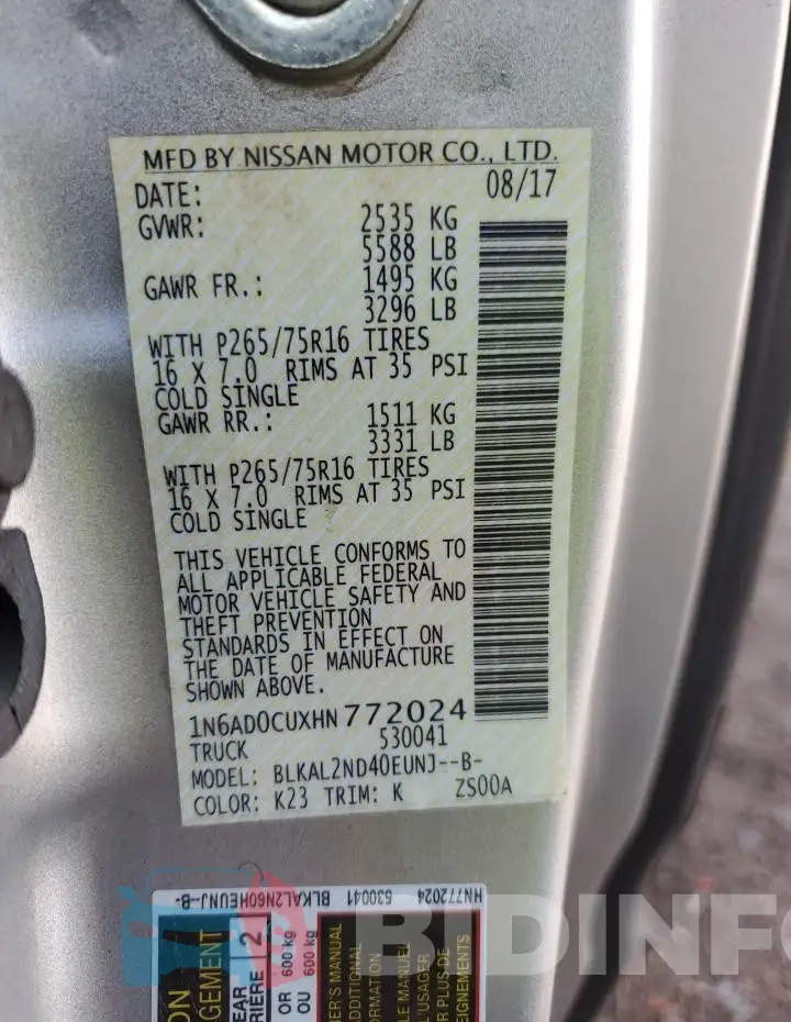 1N6AD0CUXHN772024 Photo# 12