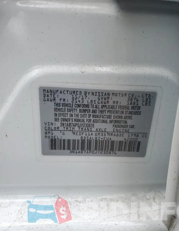 3N1AB7AP0JY230876 Photo# 12