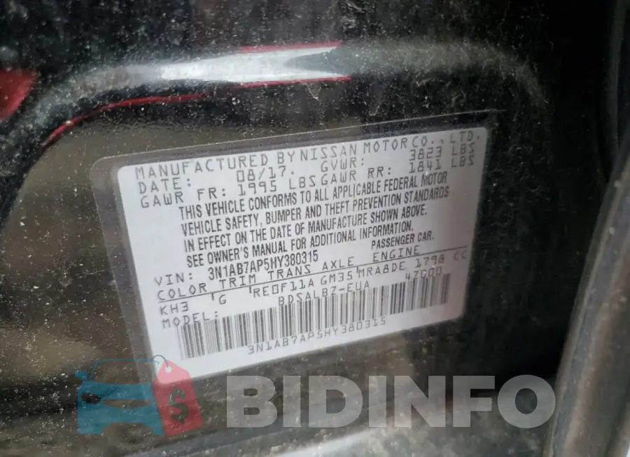 3N1AB7AP5HY380315 Photo# 12
