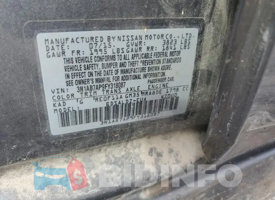 3N1AB7AP9FY318087 Photo# 12