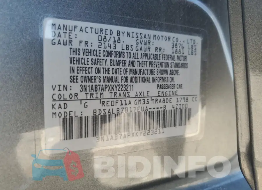 3N1AB7APXKY223211 Photo# 12
