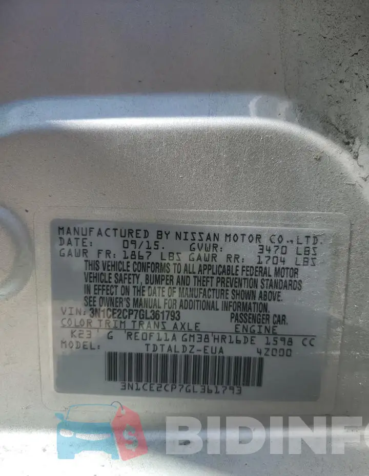 3N1CE2CP7GL361793 Photo# 12