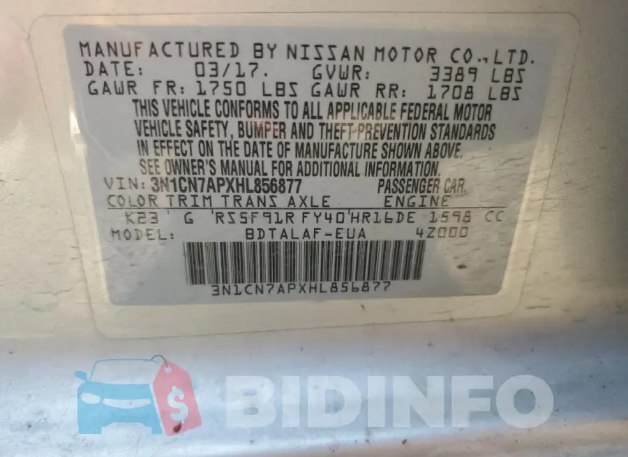 3N1CN7APXHL856877 Photo# 13