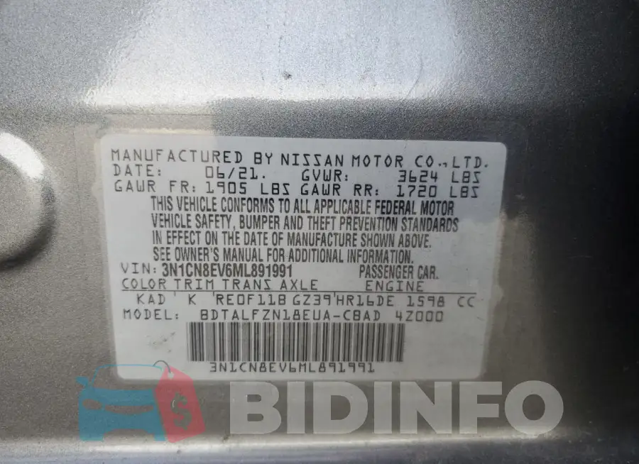 3N1CN8EV6ML891991 Photo# 13