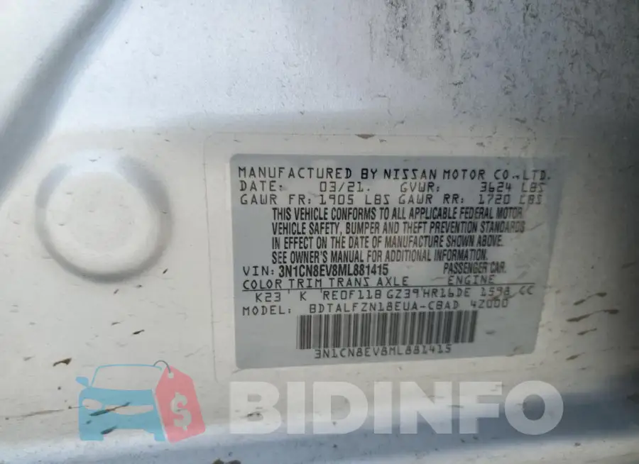 3N1CN8EV8ML881415 Photo# 13