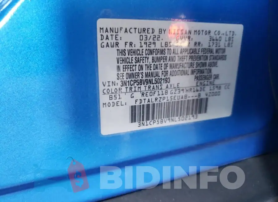 3N1CP5BV9NL502193 Photo# 12