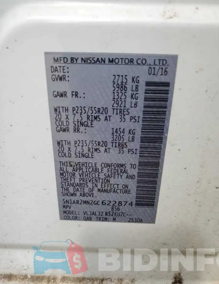5N1AR2MN2GC622874 Photo# 13