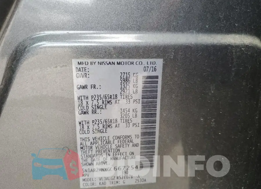 5N1AR2MNXGC667254 Photo# 13