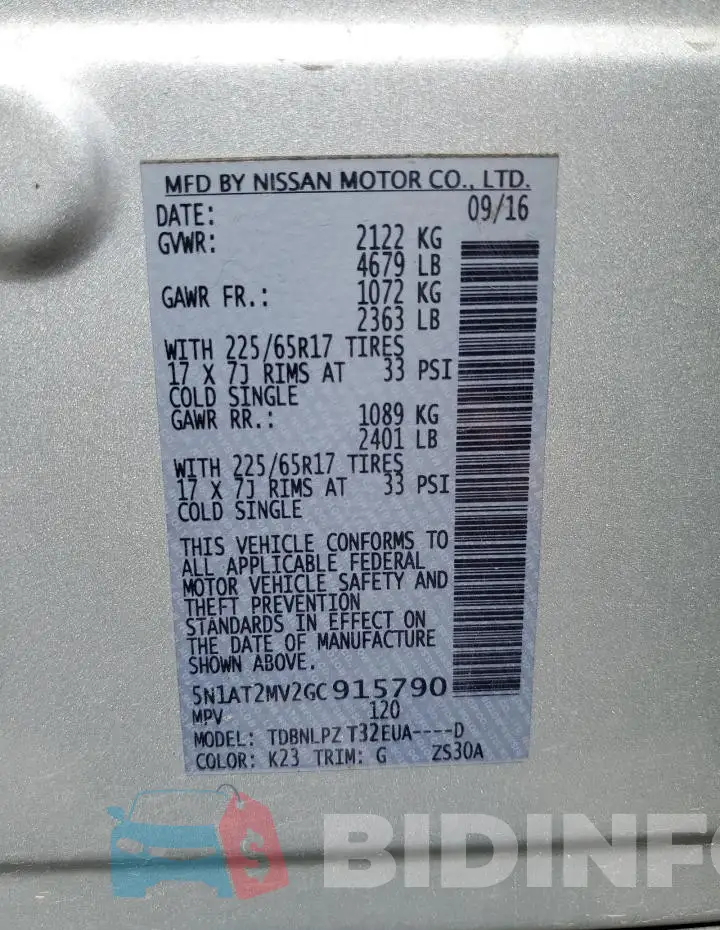 5N1AT2MV2GC915790 Photo# 14