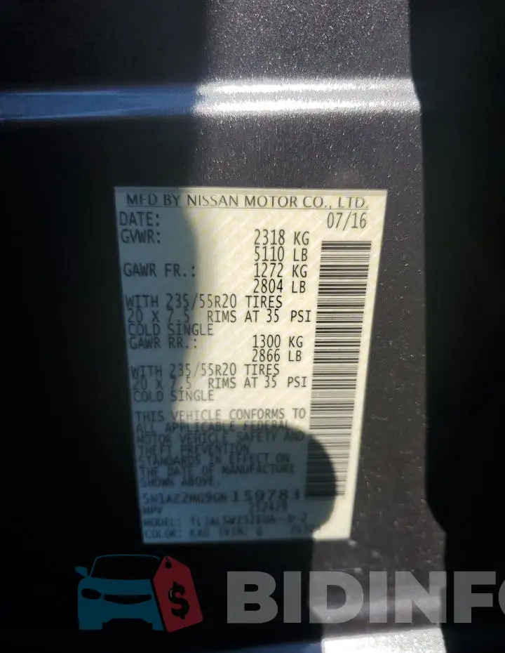 5N1AZ2MG9GN159783 Photo# 12