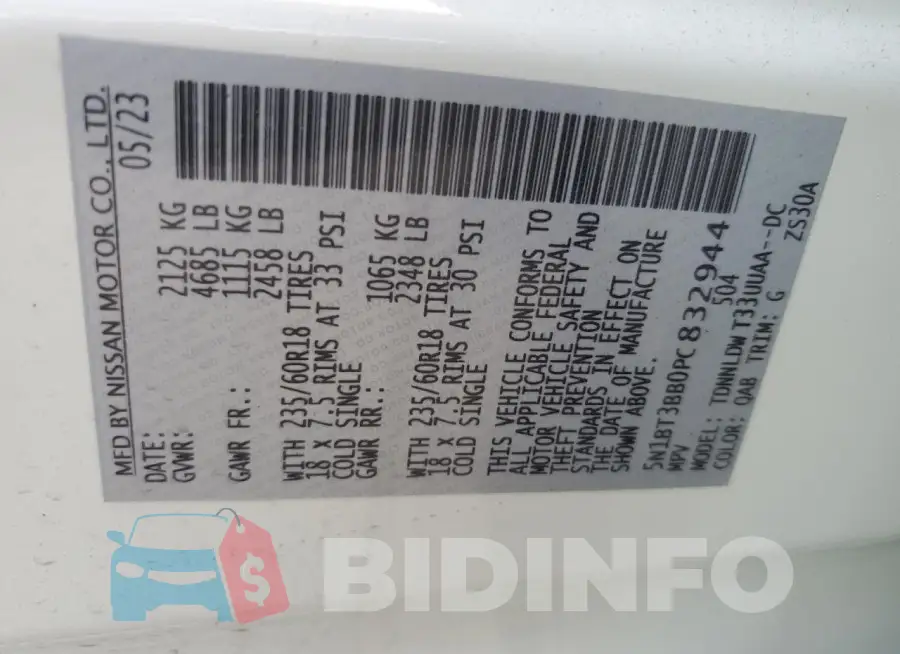5N1BT3BB0PC832944 Photo# 13