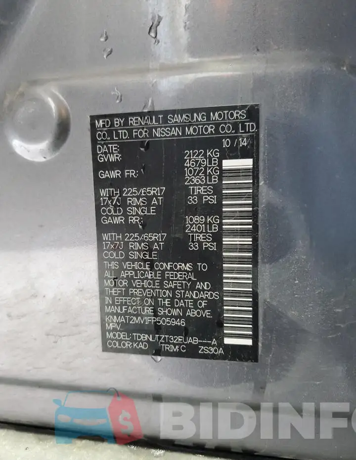 KNMAT2MV1FP505946 Photo# 13