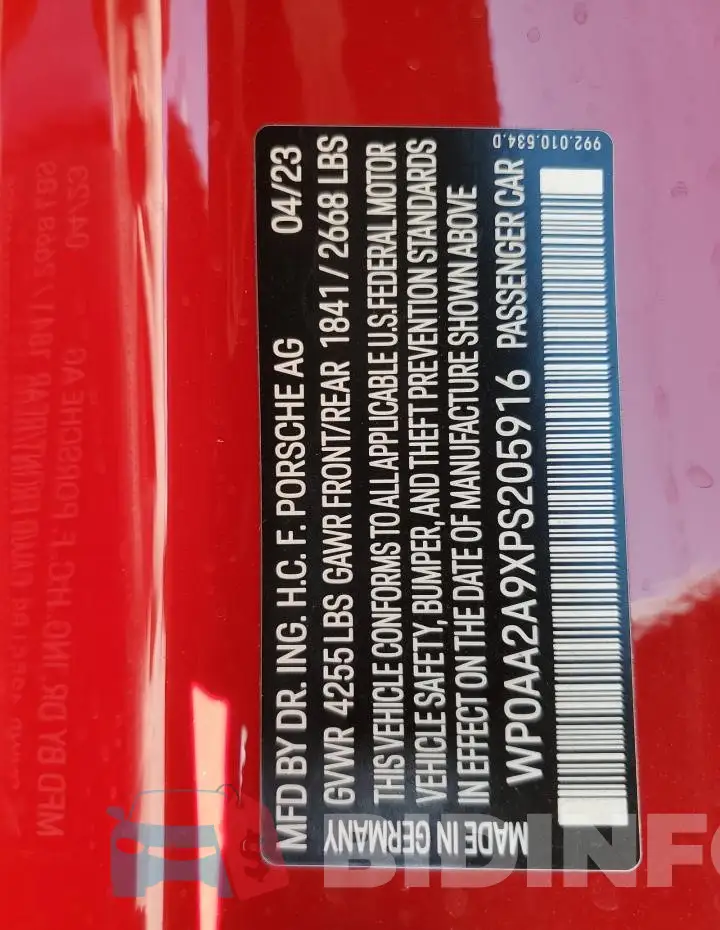 WP0AA2A9XPS205916 Photo# 12