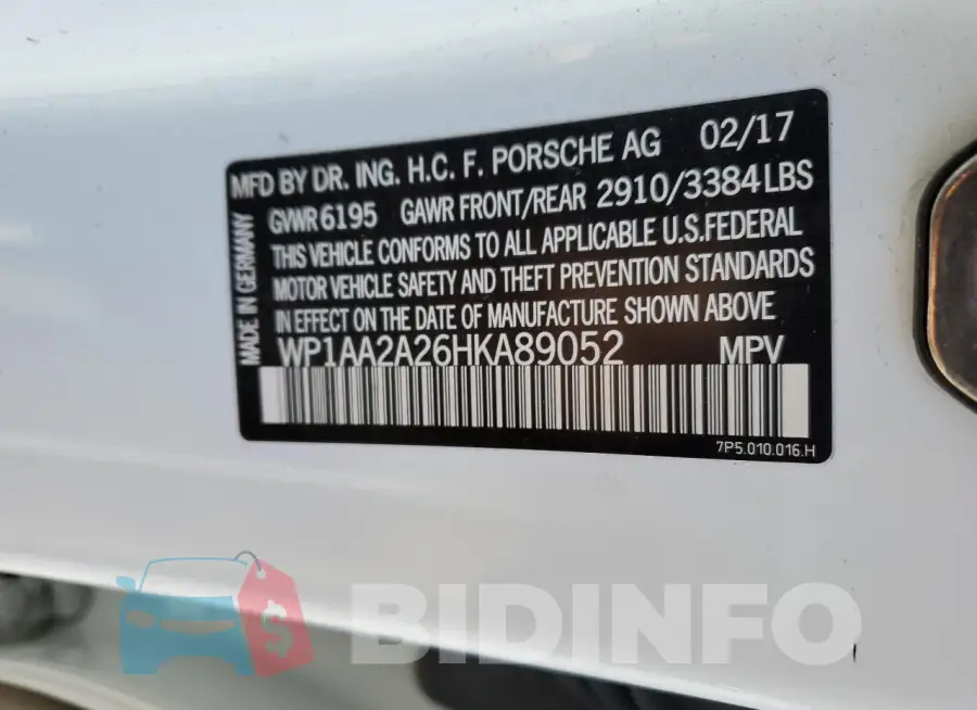 WP1AA2A26HKA89052 Photo# 13