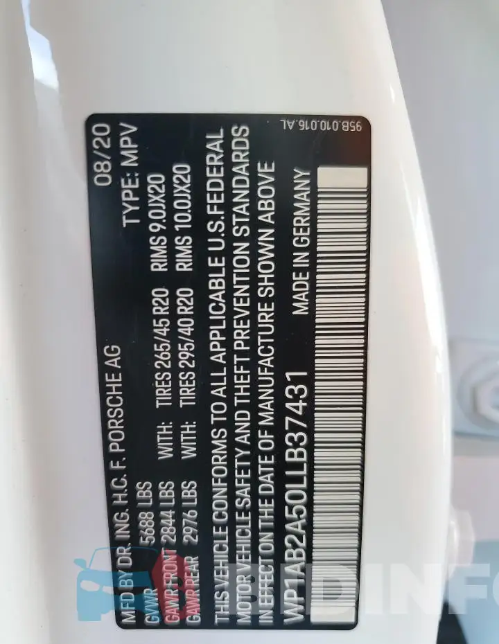 WP1AB2A50LLB37431 Photo# 13