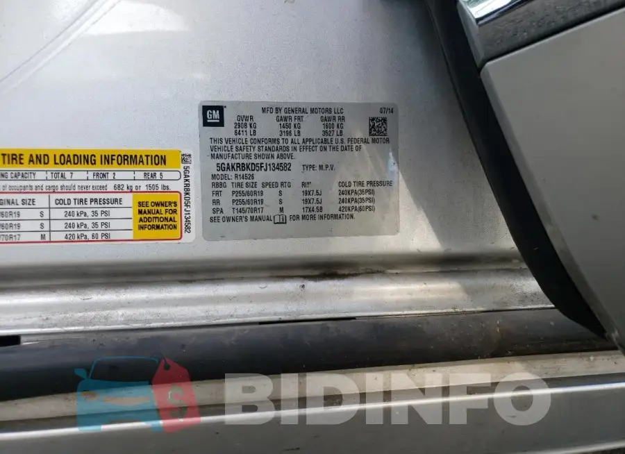 5GAKRBKD5FJ134582 Photo# 13