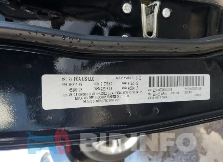 2C3CDXBG0KH644413 Photo# 12