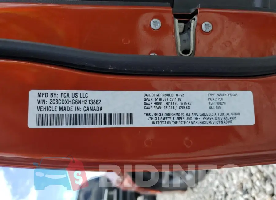 2C3CDXHG6NH213862 Photo# 12