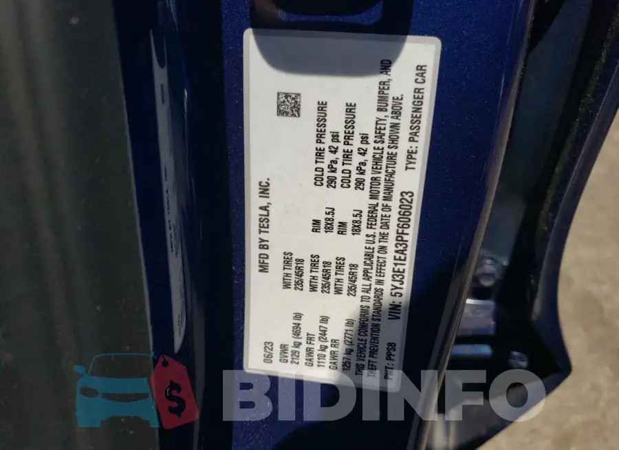 5YJ3E1EA3PF606023 Photo# 12