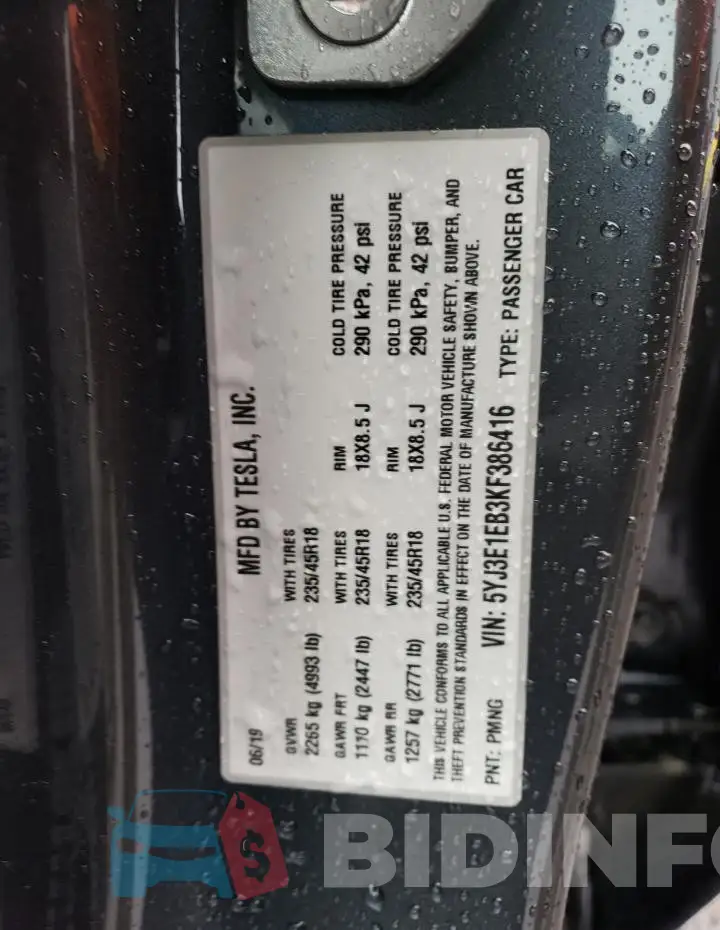 5YJ3E1EB3KF386416 Photo# 12
