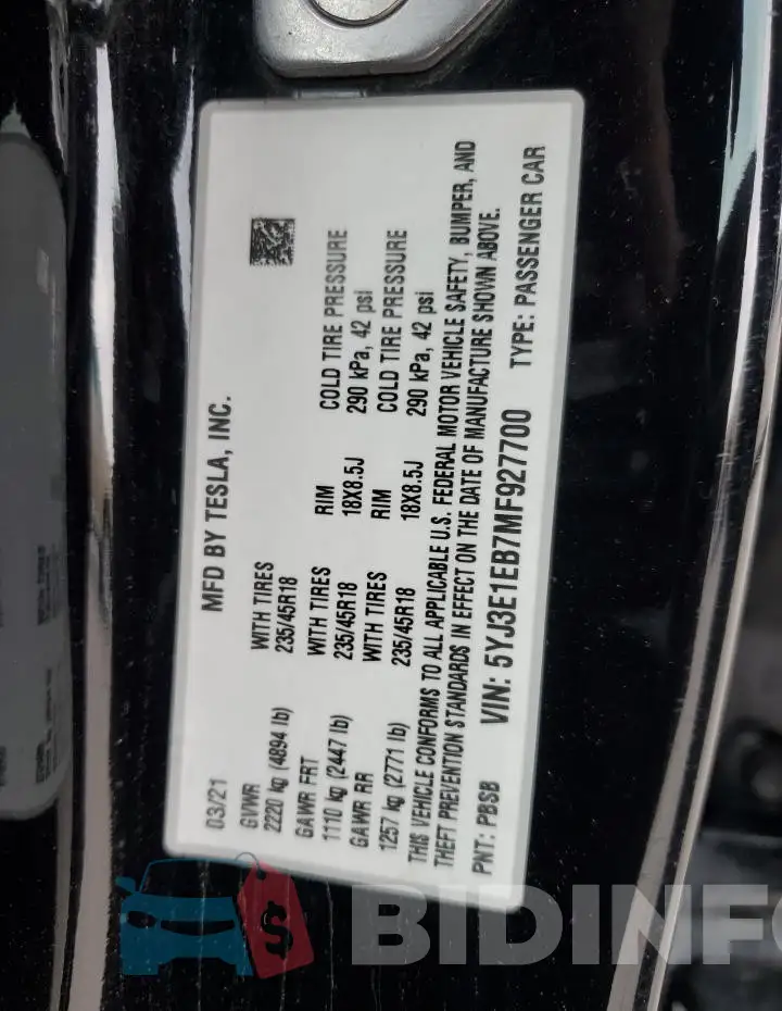 5YJ3E1EB7MF927700 Photo# 12