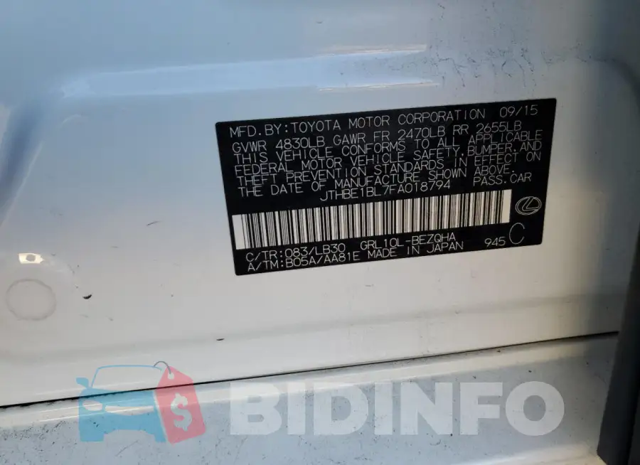 JTHBE1BL7FA018794 Photo# 12