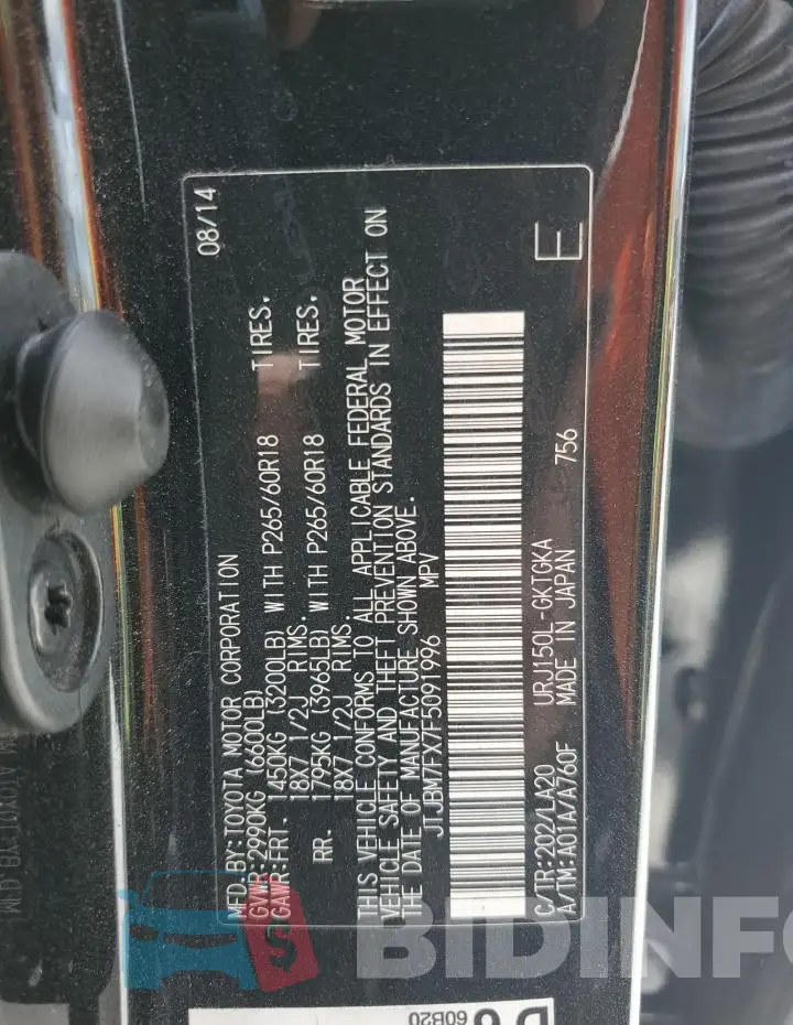 JTJBM7FX7F5091996 Photo# 13